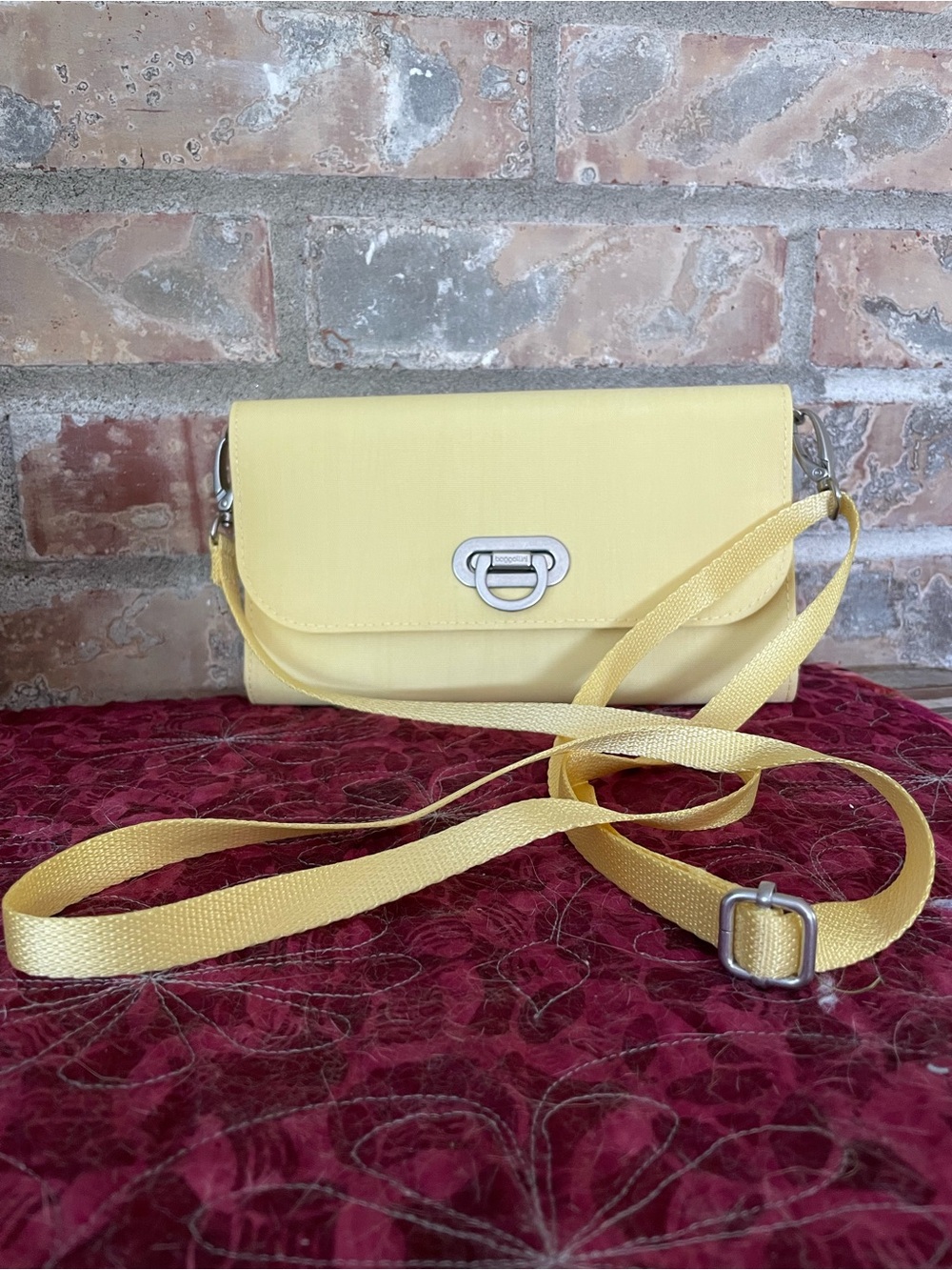 Baggallini Pale Yellow Crossbody Bag with Silver-Tone Hardware